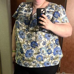 Lane Bryant Blue Floral Blouse